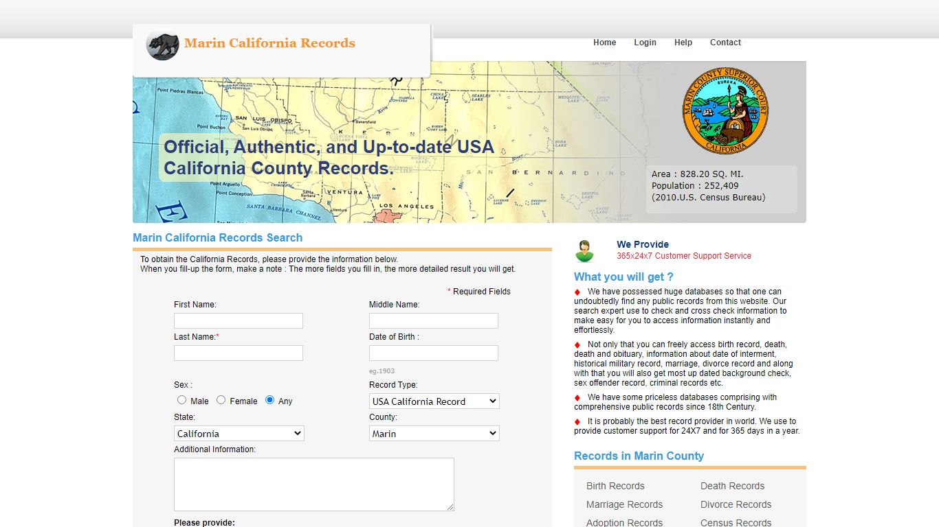 California Marin County Records Search.